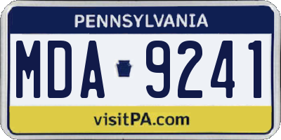 PA license plate MDA9241