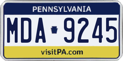 PA license plate MDA9245