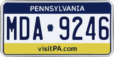PA license plate MDA9246