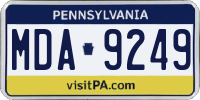 PA license plate MDA9249