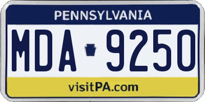 PA license plate MDA9250