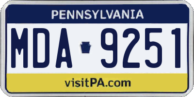 PA license plate MDA9251