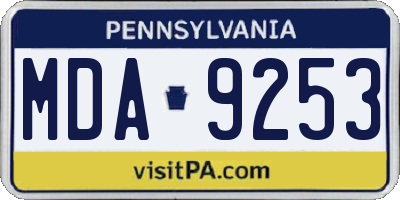 PA license plate MDA9253