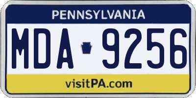 PA license plate MDA9256