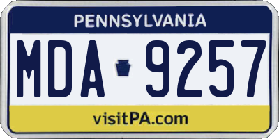 PA license plate MDA9257