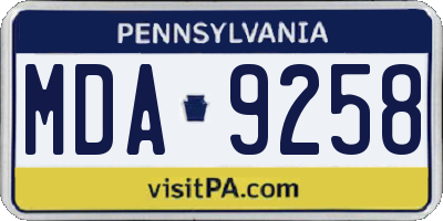 PA license plate MDA9258