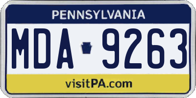 PA license plate MDA9263