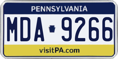PA license plate MDA9266
