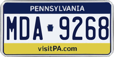 PA license plate MDA9268