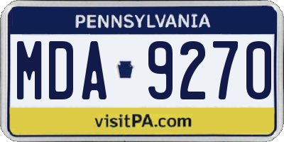 PA license plate MDA9270