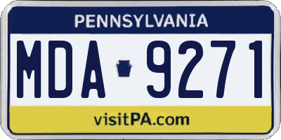 PA license plate MDA9271