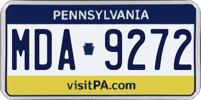 PA license plate MDA9272