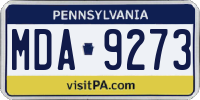PA license plate MDA9273