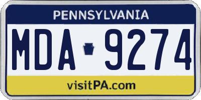 PA license plate MDA9274