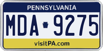 PA license plate MDA9275