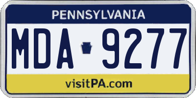 PA license plate MDA9277