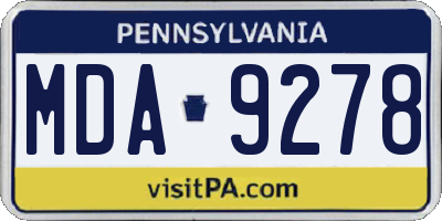 PA license plate MDA9278