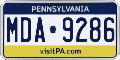 PA license plate MDA9286