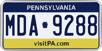 PA license plate MDA9288
