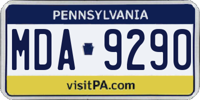 PA license plate MDA9290