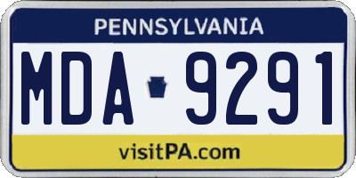 PA license plate MDA9291