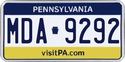 PA license plate MDA9292