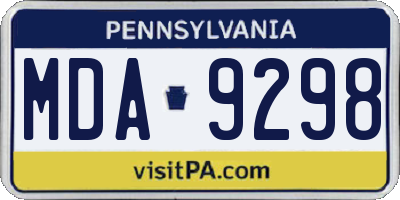 PA license plate MDA9298