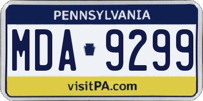 PA license plate MDA9299