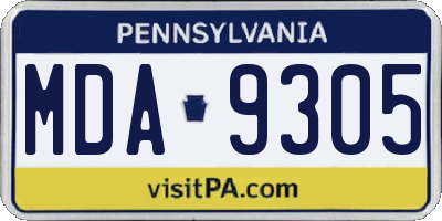 PA license plate MDA9305