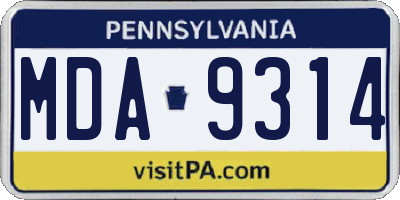 PA license plate MDA9314