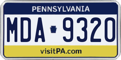 PA license plate MDA9320