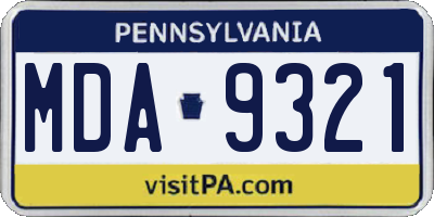 PA license plate MDA9321