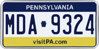 PA license plate MDA9324