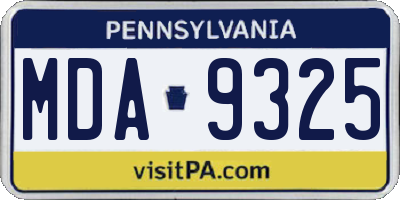 PA license plate MDA9325