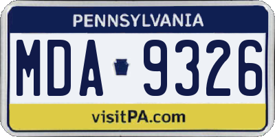 PA license plate MDA9326