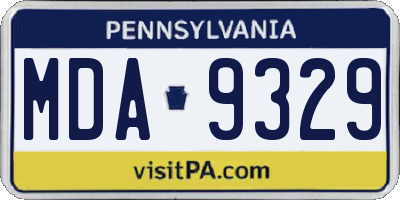 PA license plate MDA9329