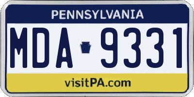 PA license plate MDA9331