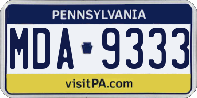 PA license plate MDA9333
