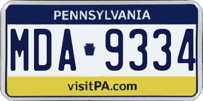 PA license plate MDA9334