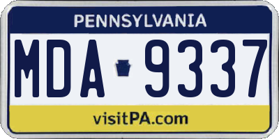 PA license plate MDA9337