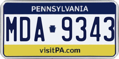 PA license plate MDA9343
