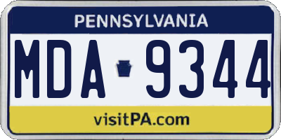 PA license plate MDA9344