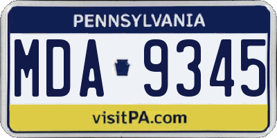 PA license plate MDA9345