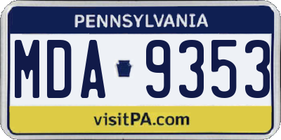PA license plate MDA9353