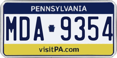 PA license plate MDA9354