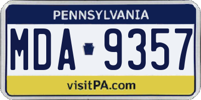 PA license plate MDA9357