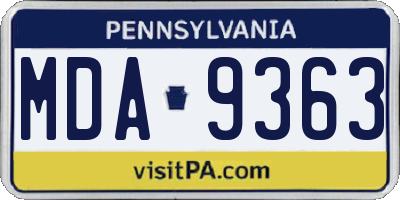 PA license plate MDA9363