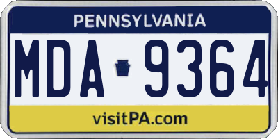 PA license plate MDA9364