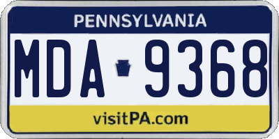 PA license plate MDA9368