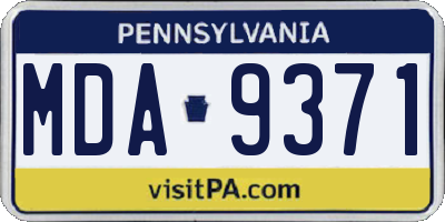 PA license plate MDA9371